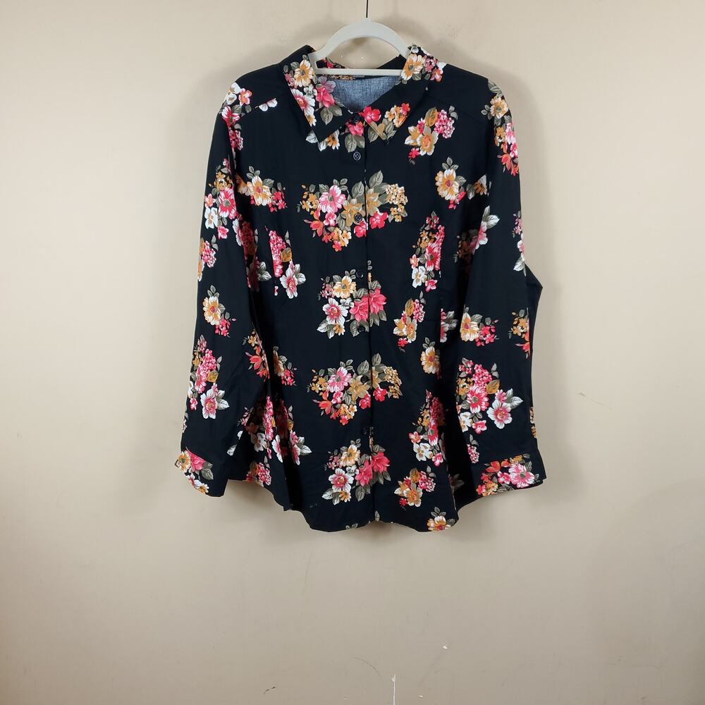 Jessica London Floral Long Sleeve Button-up Sjirt Size 26W